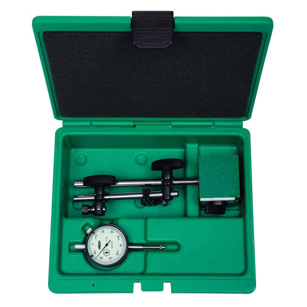 Insize USA LLC 5002-4E Dial Indicator & Base Kit: 1.0000" Max Measurement, 0-100 Dial