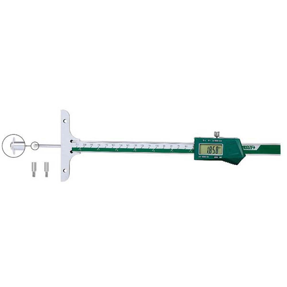 Insize USA LLC 1148-200E Electronic Depth Gages; Maximum Measurement (mm): 200.00; Resolution (Decimal Inch): 0.0005; Base Length (Inch): 4; Data Output: Yes; Calibrated: Yes; Traceability Certification Included: None