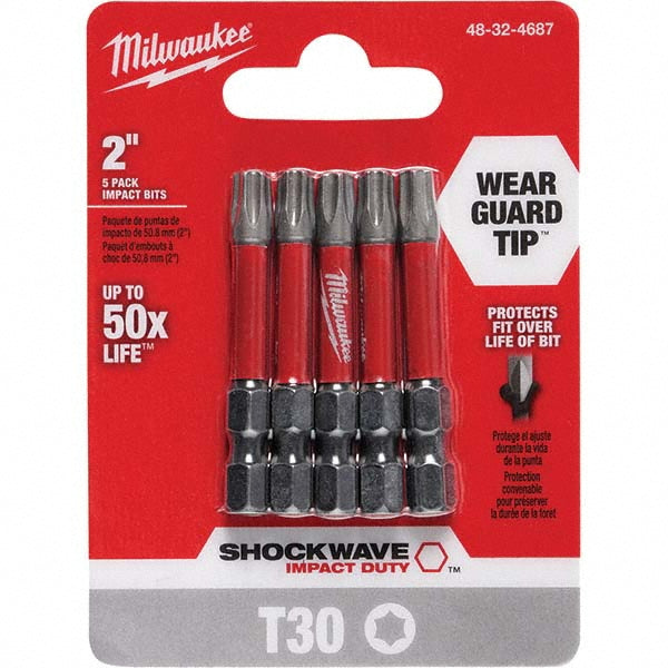 Milwaukee Tool 48-32-4687 SHOCKWAVE Impact Duty 2" TORX T30 Insert Bit, 5-Pack