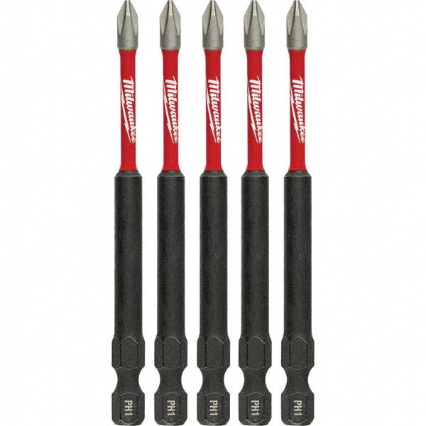 Milwaukee Tool 48-32-4565 SHOCKWAVE Impact Duty 3-1/2" Phillips #1 Power Bit, 5-Pack