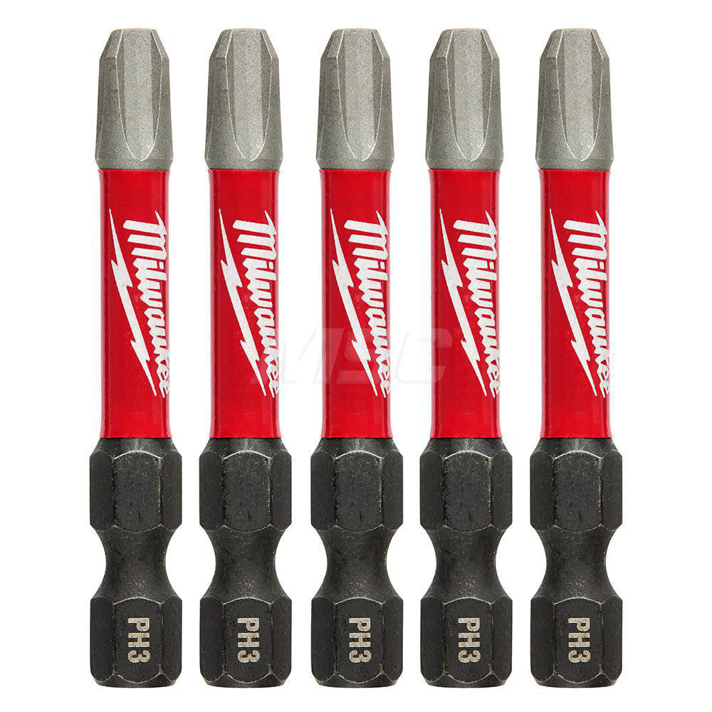Milwaukee Tool 48-32-4639 SHOCKWAVE Impact Duty 2" Phillips #3 Power Bit, 5-Pack