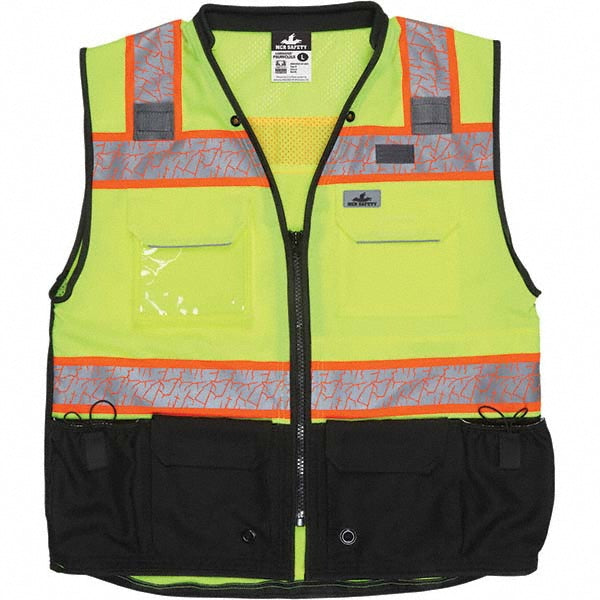 MCR Safety PSURVCL2LSM High Visibility Vest: Medium, Surveyor's Vest, ANSI Class 2
