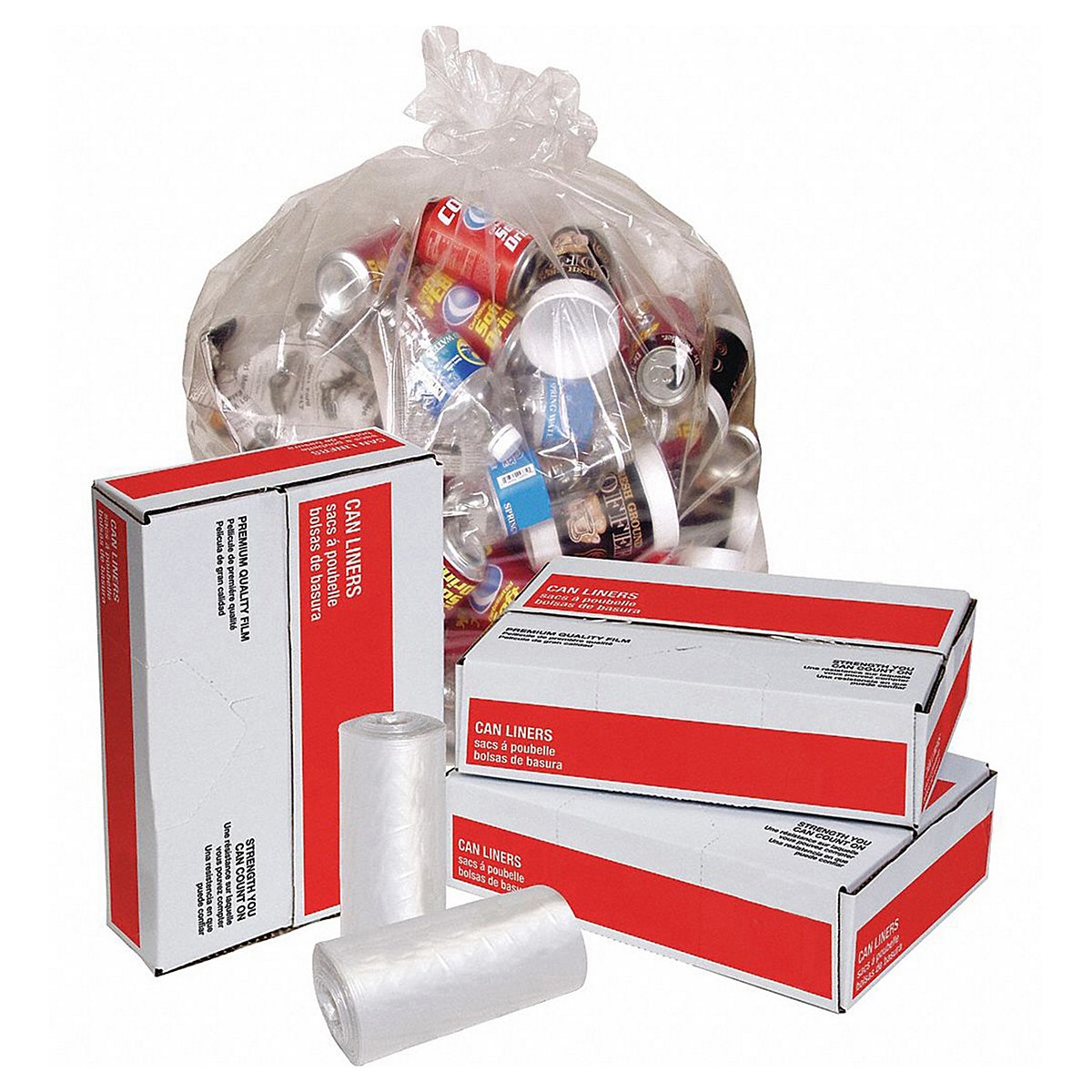 Grainger Trash Bag, 16 Gal., Clear, Pk500 (15E464)