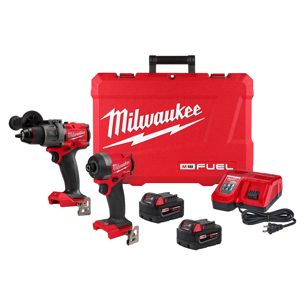Milwaukee Tool 3697-22 M18 FUEL 2-Tool Combo Kit, 1/2" Hammer Drill/Driver & 1/4" Hex Impact Driver