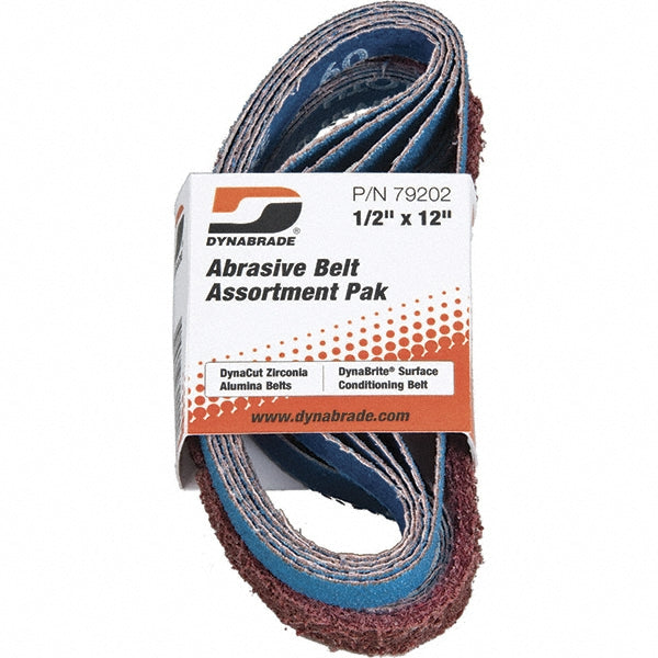 Dynabrade 79202 Abrasive Belt: 1/2" Wide, 12" OAL, 60 & 80 Grit, Aluminum Oxide