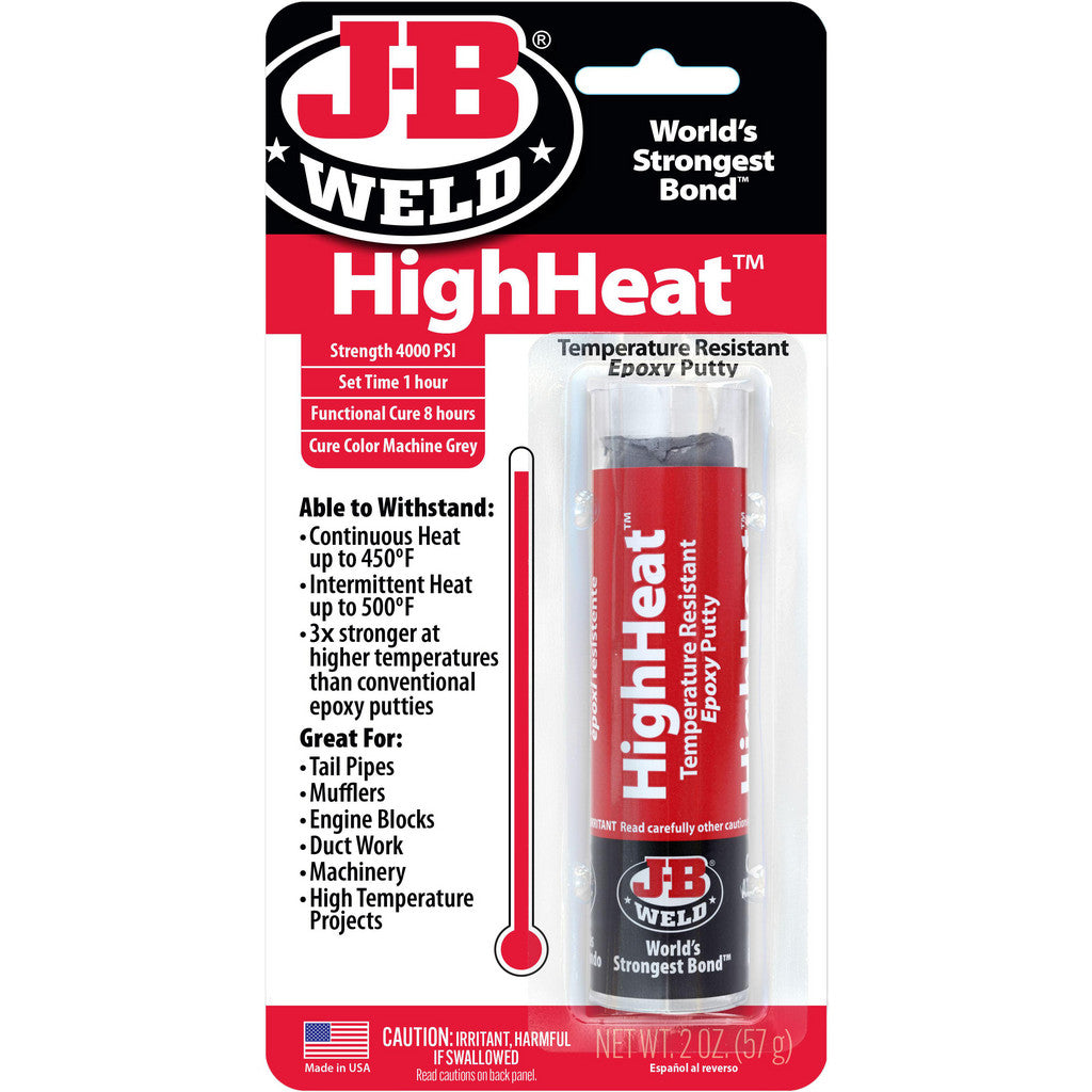 J-B Weld 8297 HighHeat Temperature Resistant Epoxy Putty, Machine Gray, 2 oz