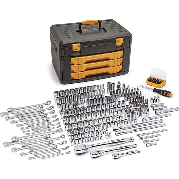GEARWRENCH 80966 243 Pc, 6-Point, Mechanics Tool Set in 3 Drawer Storage Box
