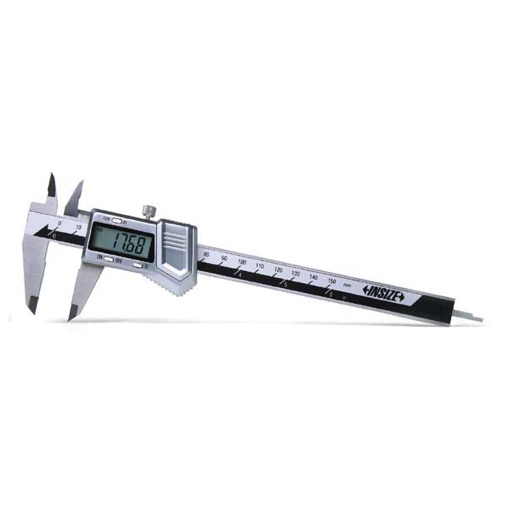 Insize USA LLC 1114-200A Electronic Caliper: 200.00 mm/8", ±0.0100 mm/±0.0005" Resolution, ±0.03 mm/±0.0015" Accuracy, Stainless Steel Jaws