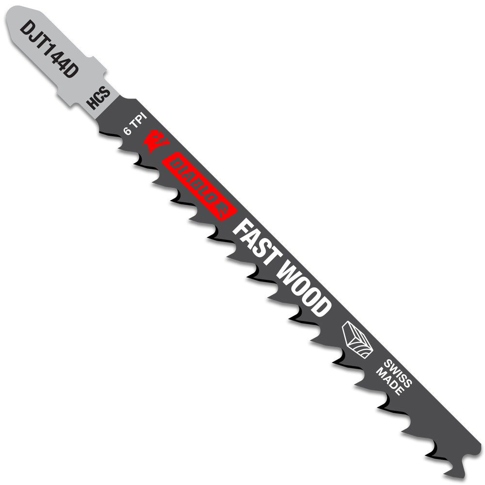 DIABLO DJT144D5 Jigsaw Blade: High Carbon Steel, 6 TPI, 2.95" Blade Thickness, 2.95" Blade Width