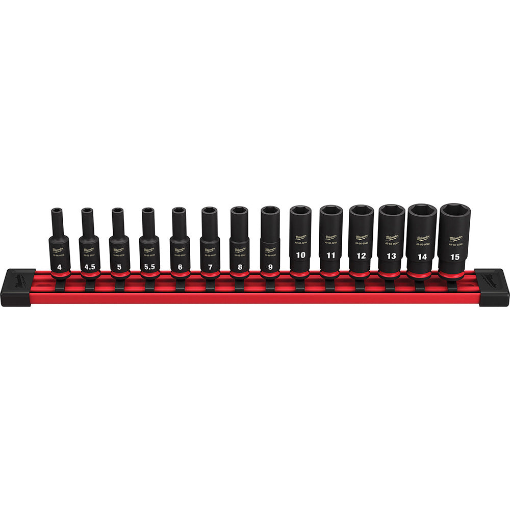 Milwaukee Tool 49-66-7003 14 Pc. SHOCKWAVE Impact Duty Metric Deep 6 Point Socket Set