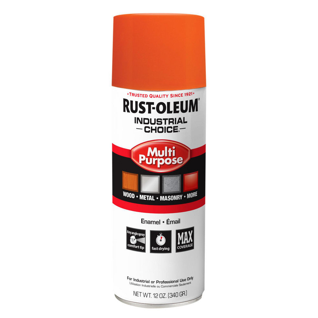 Rust-Oleum 1653830V Industrial Choice 1600 Multi-Purpose Enamel Spray Paint, OHSA Safety Orange, Gloss, 12 oz