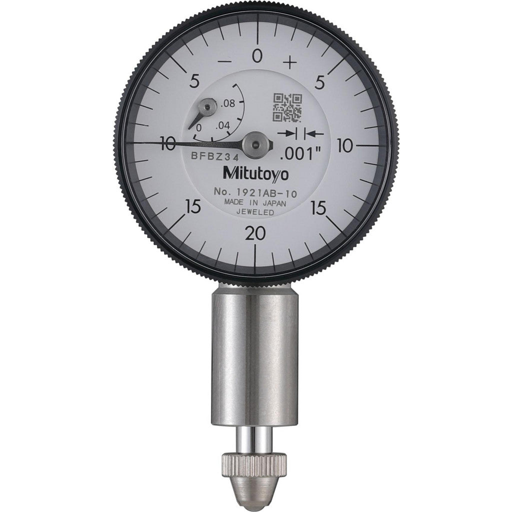 Mitutoyo 1921AB-10 Dial Drop Indicator: 0.0000 to 0.1000", 0-20-0 Dial Reading, 0.001000" Dial Graduation