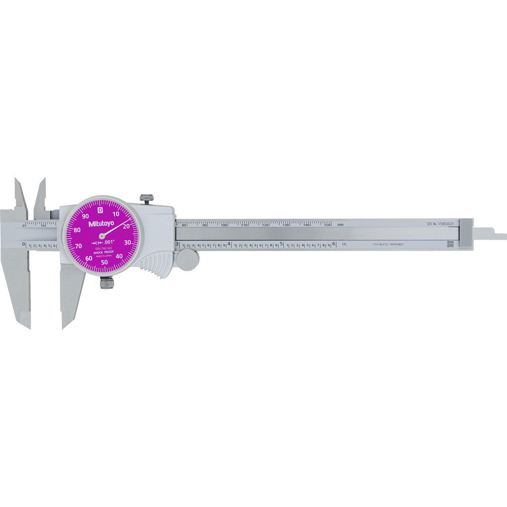Mitutoyo 505-742-52J Dial Caliper: 6", 0.001000" Graduation, +/-.001" Accuracy