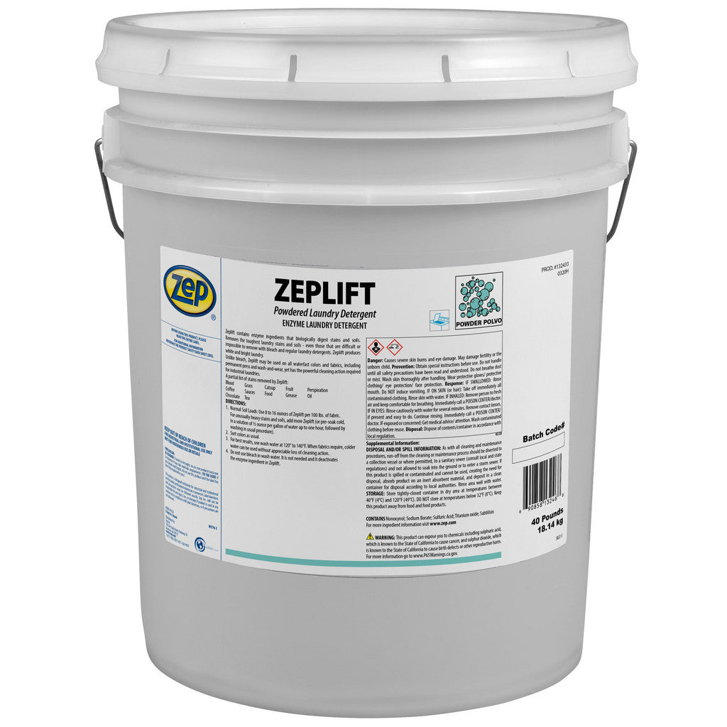 ZEP 132433 Laundry Detergent: Powder, 40 lb Pail