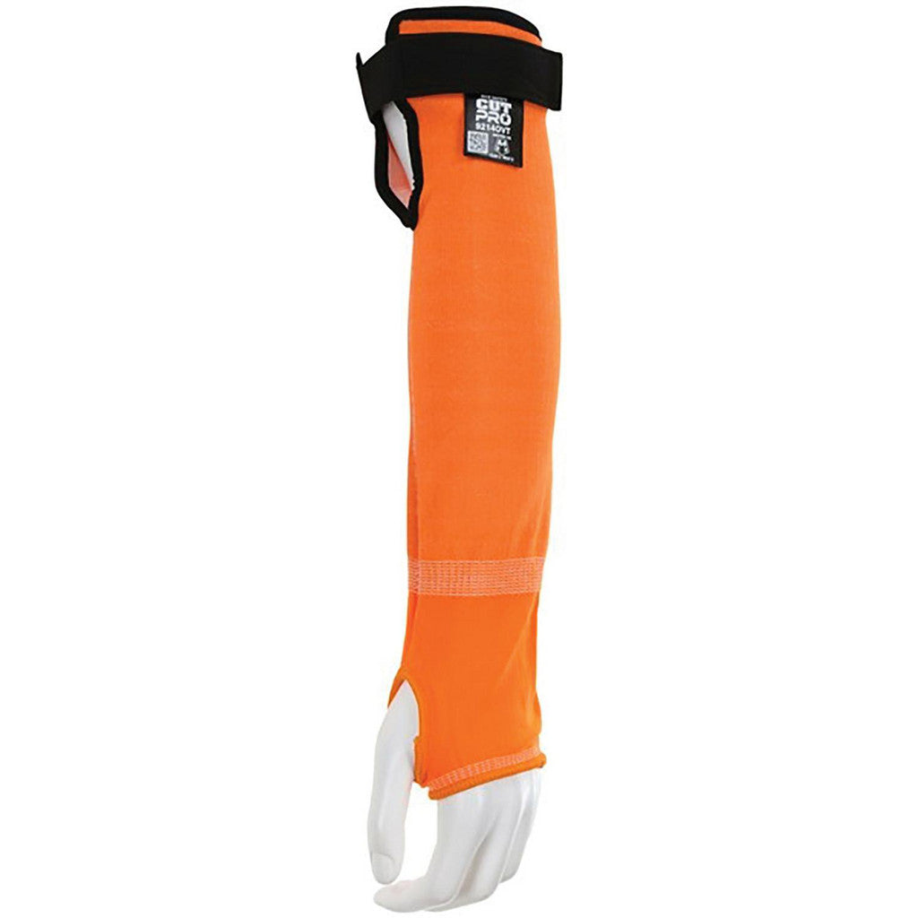 MCR Safety 9214OVT Cut & Puncture-Resistant Sleeve: Size Universal, HPPE, High-Visibility Orange, ANSI Cut A5