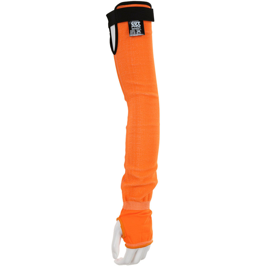 MCR Safety 9222OVT Cut Pro Cut & Puncture-Resistant Sleeves: Size Universal, HPPE, High-Visibility Orange, ANSI Cut A5