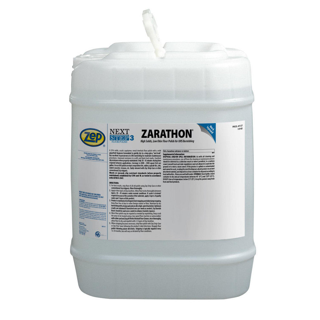 ZEP 113735 Zarathon High Solids, Low Odor Floor Polish for UHS Burnishing, 5 gal, Mild Scent