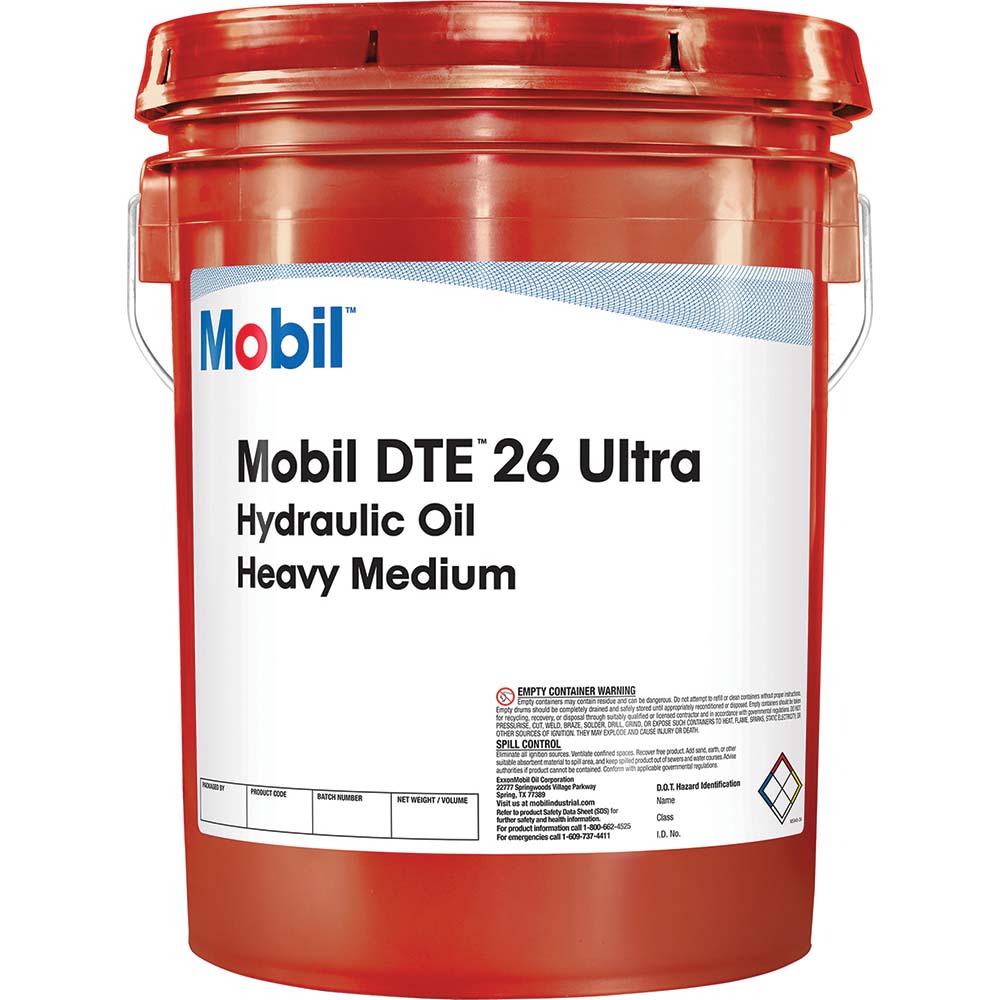 Mobil DTE 26 Ultra Hydraulic Machine Oil: 5 gal Pail, ISO 11158:2009 - 125342