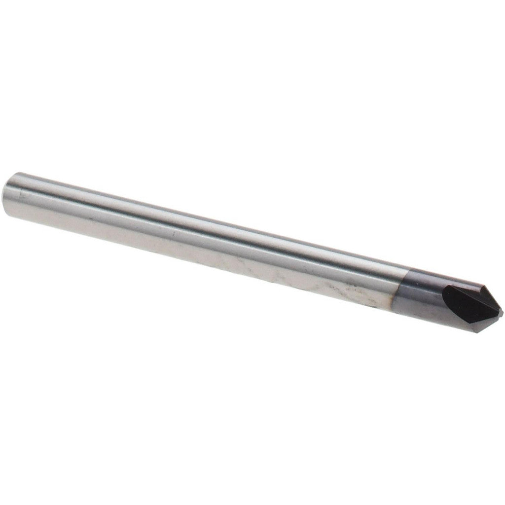 Harvey Tool 968645-C3 Chamfer Mill: 1/8" Dia, 1/8" Shank Dia, 90 deg, 3 Flute, Solid Carbide, Single End