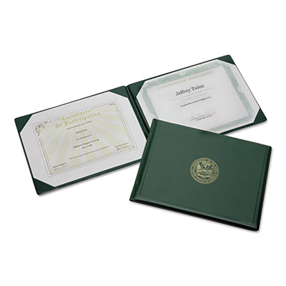 AbilityOne SKILCRAFT Award Certificate Holder, 8.5 x 11, Army Seal, Green/Gold