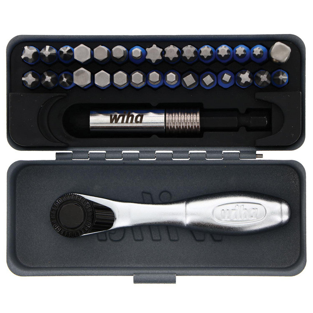 Wiha 76889 Hex, Phillips, Pozidriv, Slotted, Square & Torx Impact Power Bit Set: 32 Pc, 1/4" Drive, 1/8 to 1/4" Hex, #1 to #3 Phillips, 1/4" Slotted, #1 to #3 Square, T10 to T40 Torx