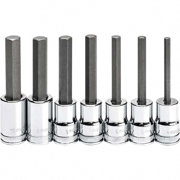 GEARWRENCH 82546 Hex Bit Socket Set: 3/8" Drive, 7 Pc, 4 to 10 mm Hex