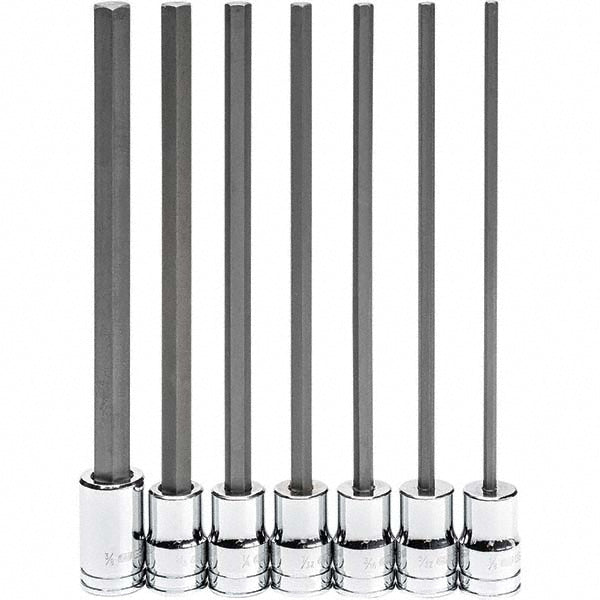 GEARWRENCH 82537 Hex Bit Socket Set: 3/8" Drive, 7 Pc, 1/8 to 3/8" Hex