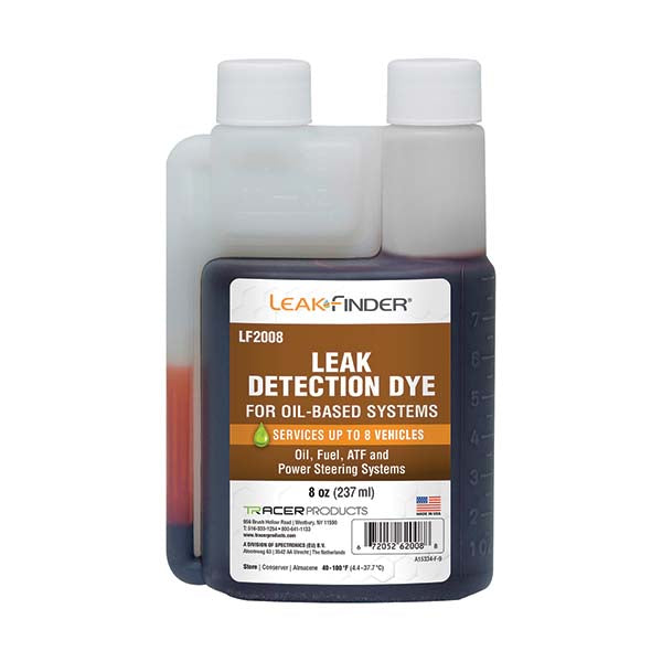Leak Finder LF2008 Automotive Leak Detection Dyes; Applications: Engine Oil; Transmission Fluid; Fuel; Engine Oil; Transmission Fluid; Fuel; Container Size: 8 oz.; 8oz; Container Type: Bottle