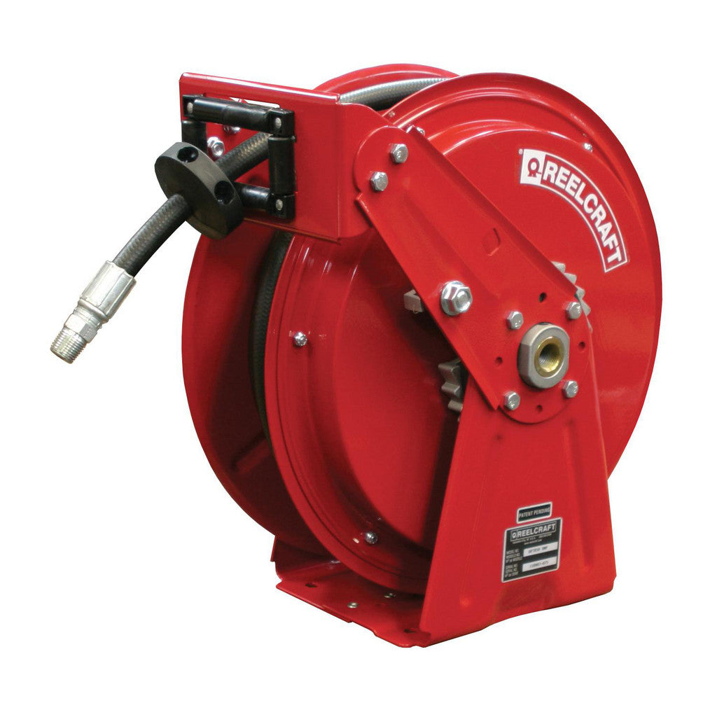 Reelcraft DP7650 OHP Hose Reel with Hose: 3/8" ID Hose x 50', Spring Retractable