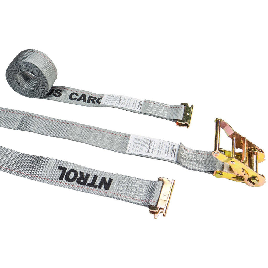 US Cargo Control 5316SEF-GRY Polyester Ratchet Strap Tie Down: 16' Long, 2" Wide, 4400 lb Breaking Strength, 1467.000 lb Load Capacity