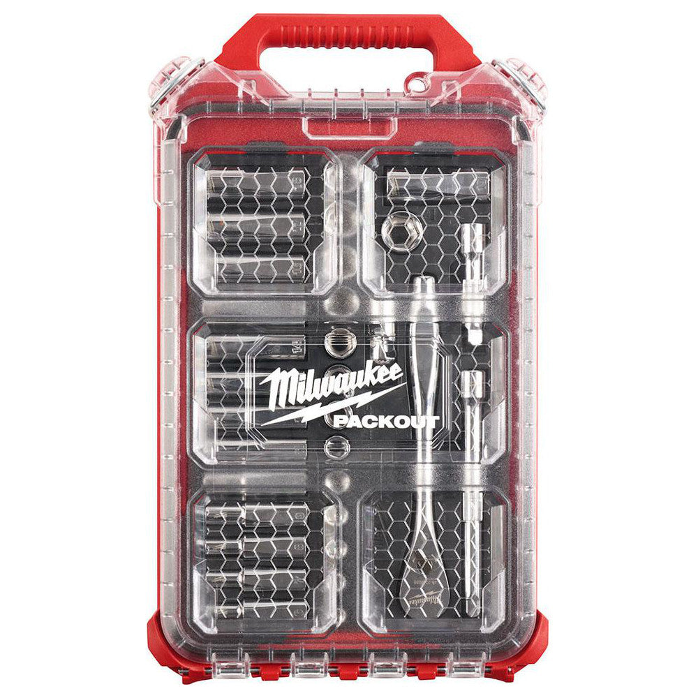 Milwaukee Tool 48-22-9482 32 Pc. 3/8" Metric Ratchet and Socket Set with PACKOUT Low-Profile Compact Organizer