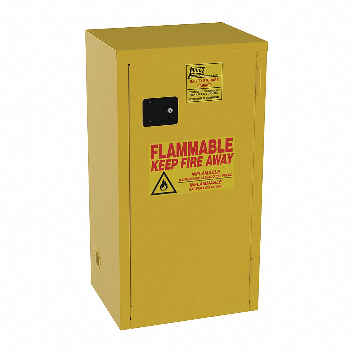 Jamco Flammable Safety Cabinet, 18 Gal., Yellow (BA18YP)