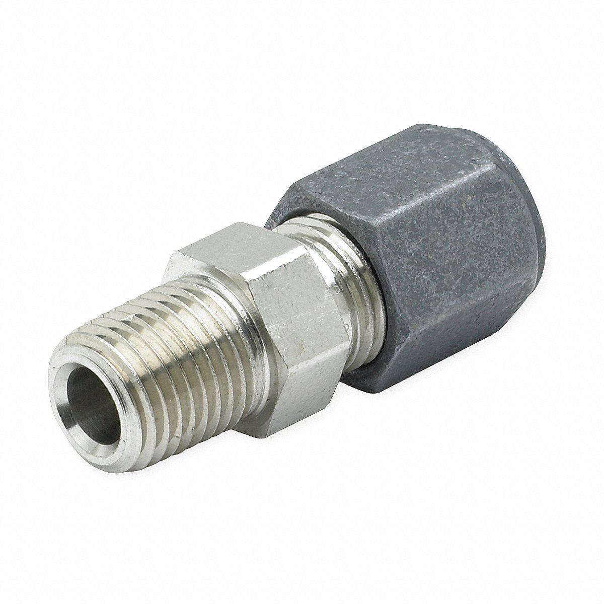Parker Straight Male Flareless Bite Fitting, Stainless Steel, 3/8 in Tube x 3/8 in MNPT (6 FBU-SS)