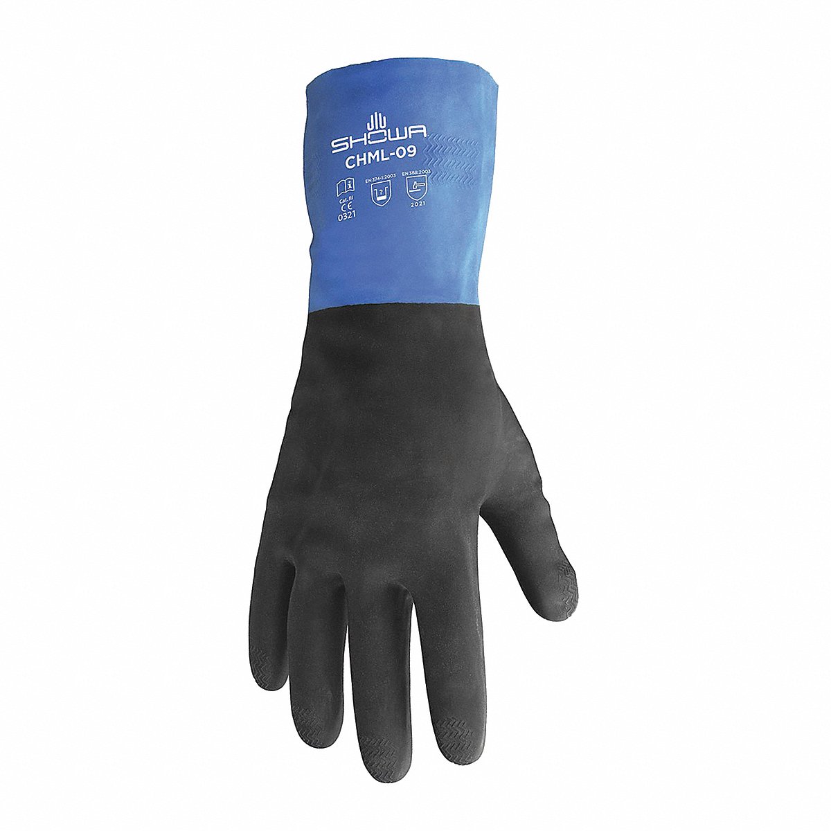 Showa Chem Restnt Gloves, Blue/Black, Sz 7, Pr (CHMS-07) Pack of 12