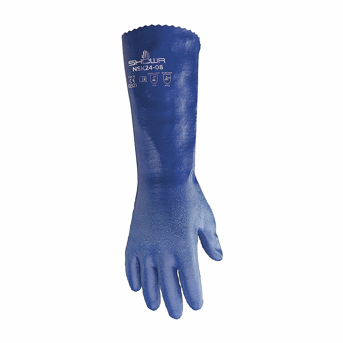 Showa Chemical Resistant Gloves, Blue, Sz 10, Pr (NSK24-10)