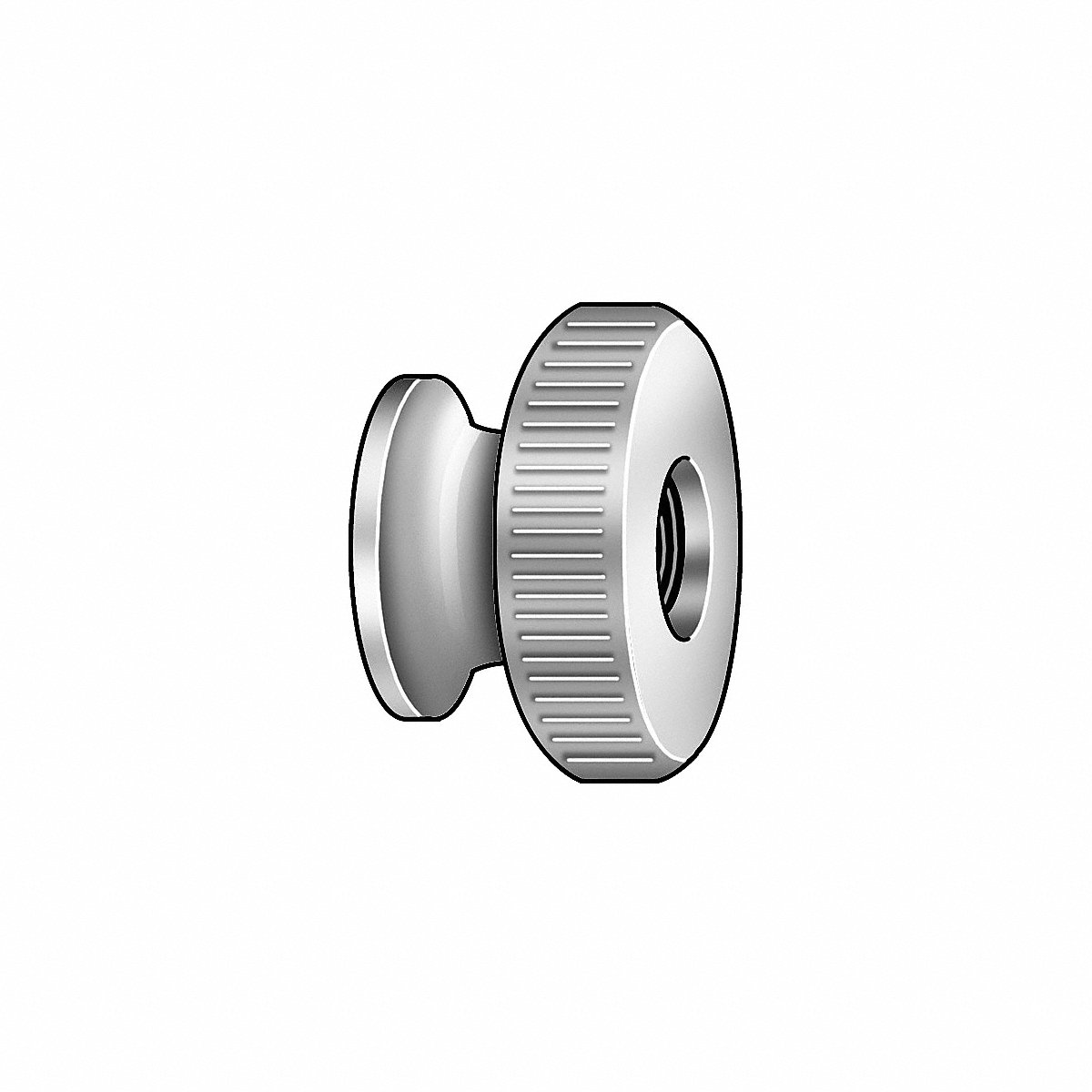 18-8 Stainless Steel Round Knurled Thumb Nut, 1/4"-20 Thread, 3/8" Height, Plain Finish (7216SS)