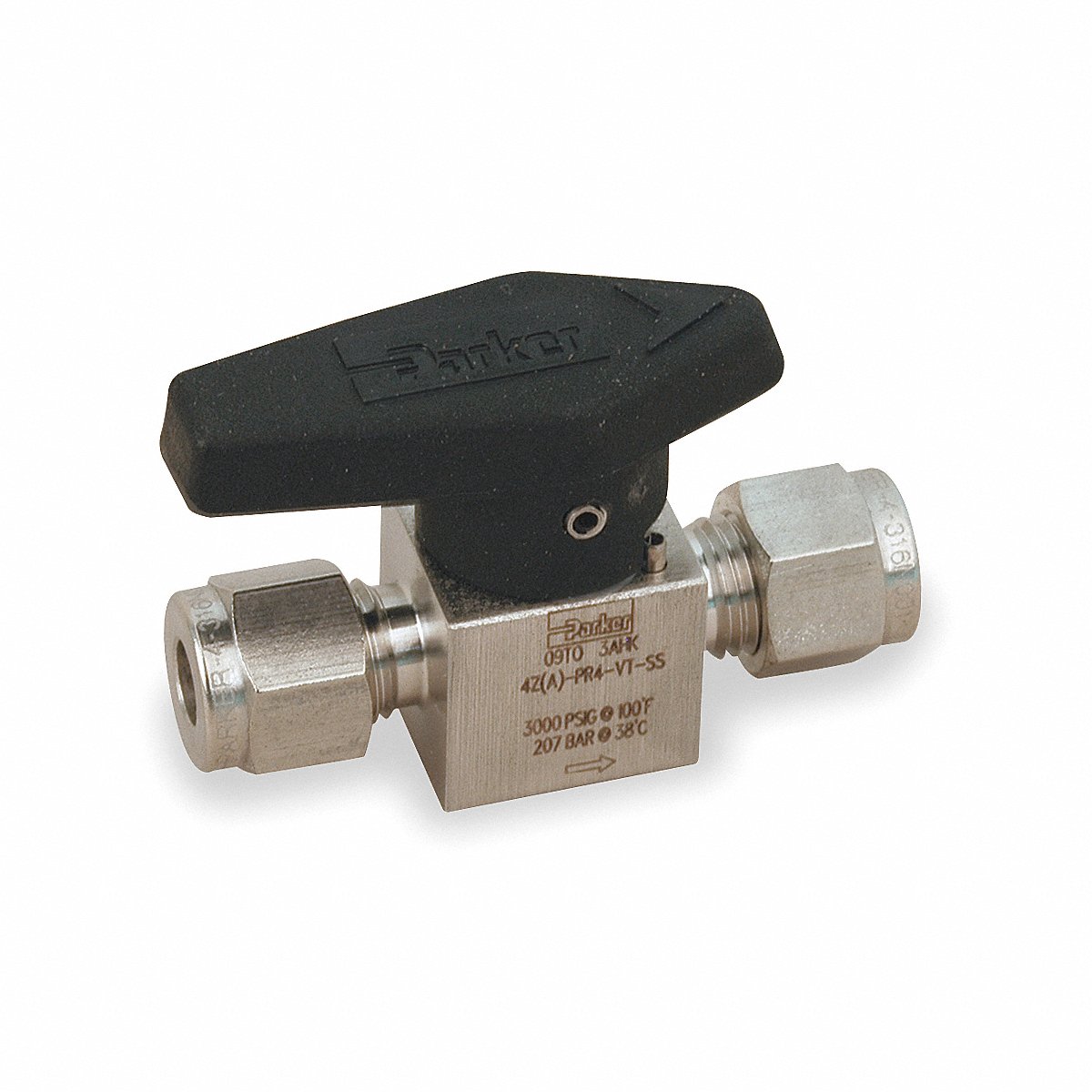 Parker Rotary Plug Valve 1/2 In 316 Stainless Steel 1/4 Turn (8A-PR6-VT-SS)