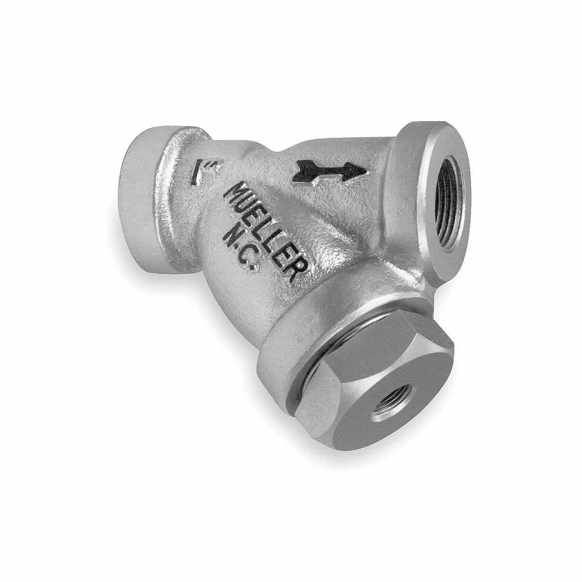 Mueller Steam Specialty Y-Strainer, 1-1/2" NPT, Carbon Steel, 0.062" Perforated Screen (01.5-581CS-N)