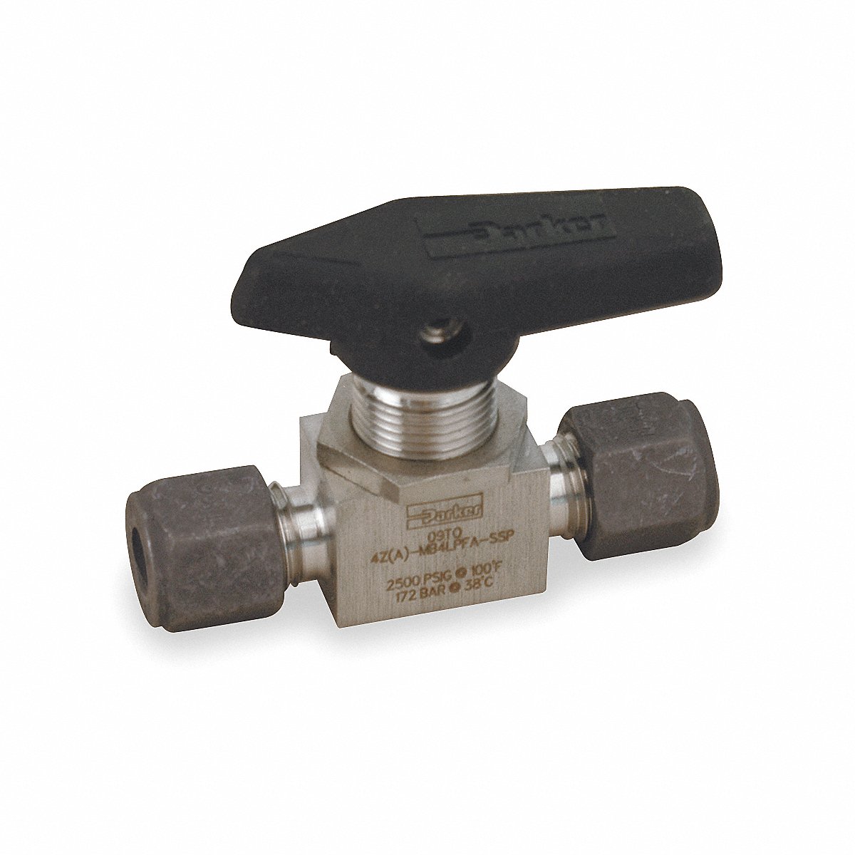 Parker Manual 2-Way Ball Valve, 1/4" Sweat x Sweat, 316 Stainless Steel, Lever Handle (4Z-MB4LPFA-SSP)