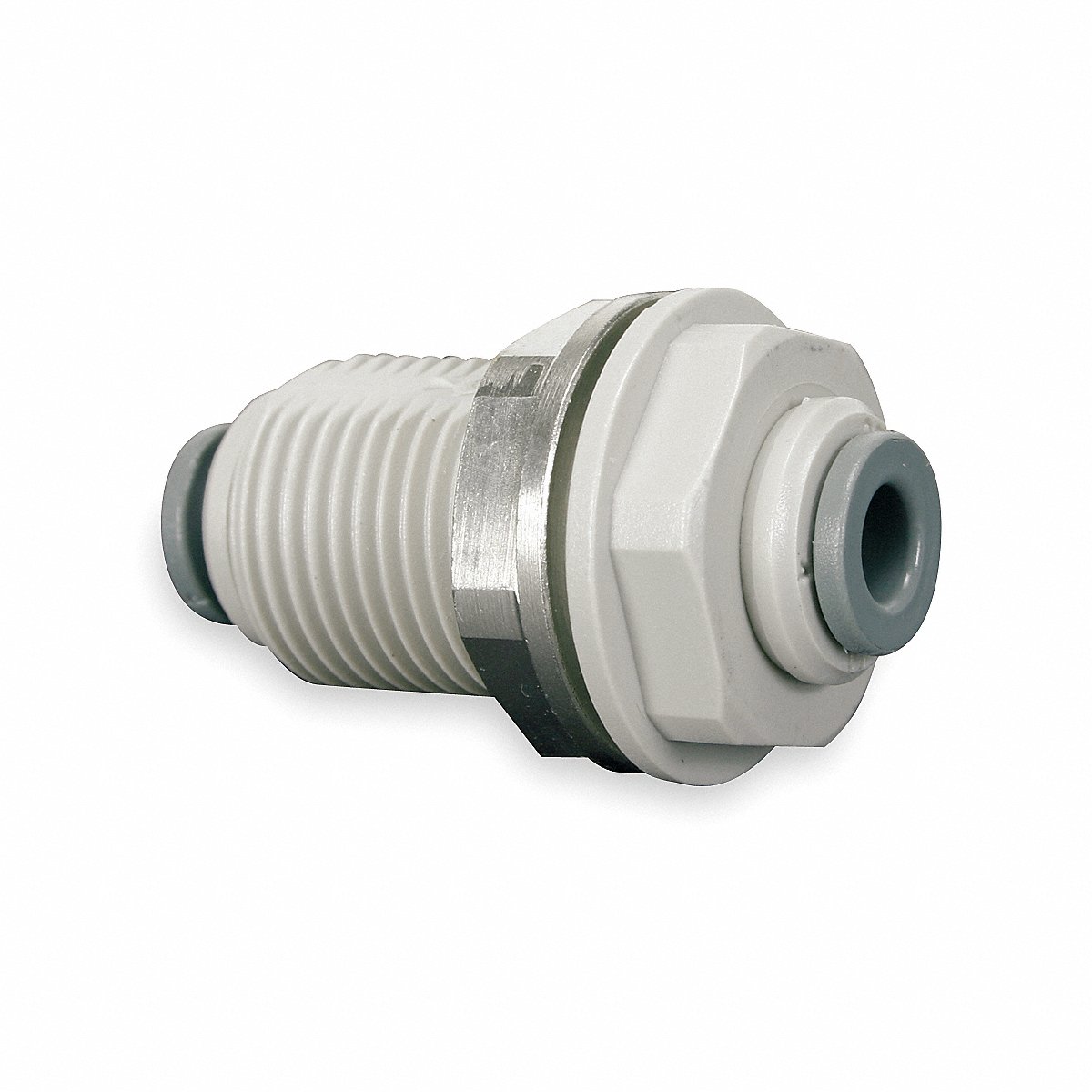 John Guest Bulkhead Union, 1/4" Tube OD, Gray, Pack of 10 (PI1208S-PK10)