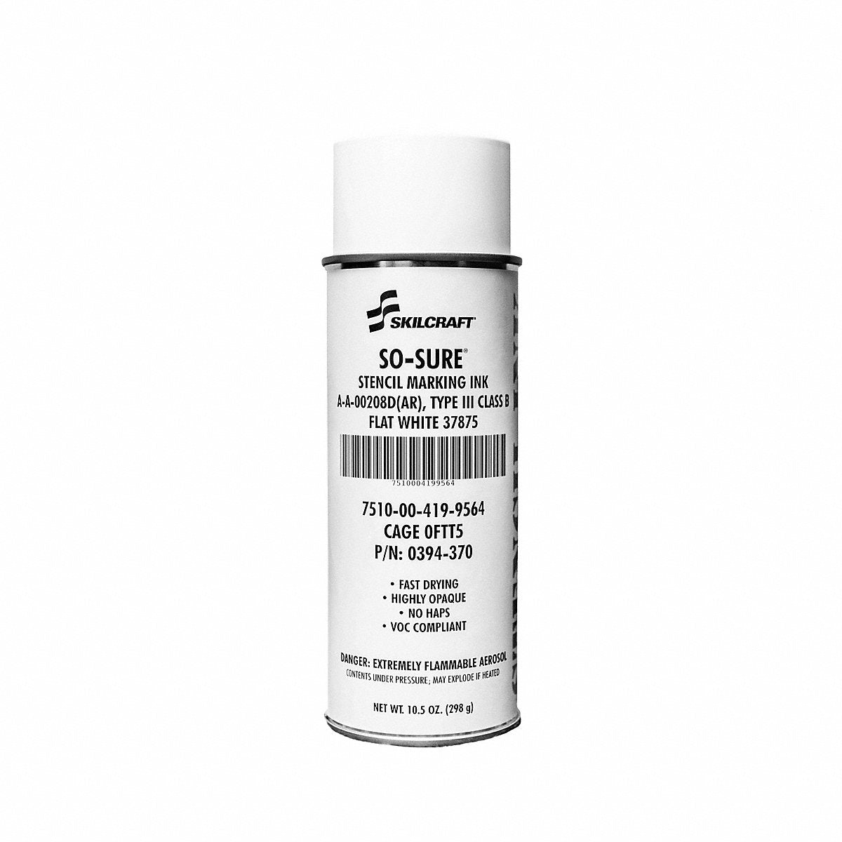 Ink, Aerosol Stencil, Opaque, White, 37875, 7510-00-419-9564