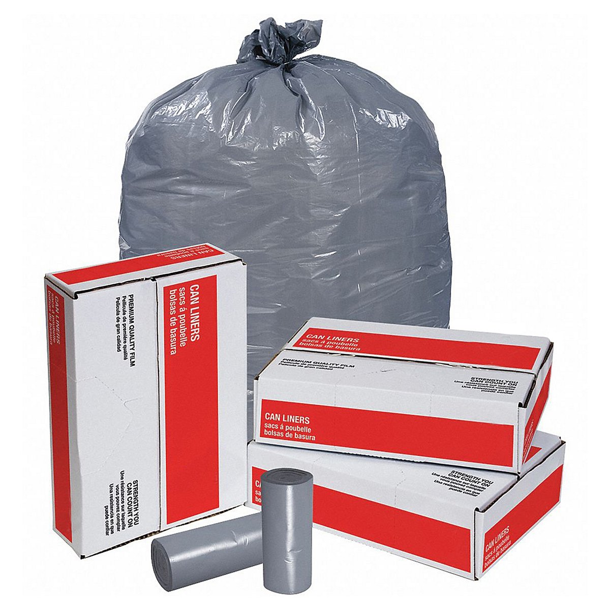 Grainger Trash Bags, 33 Gal., Gray, Pk100 (4YPA4)