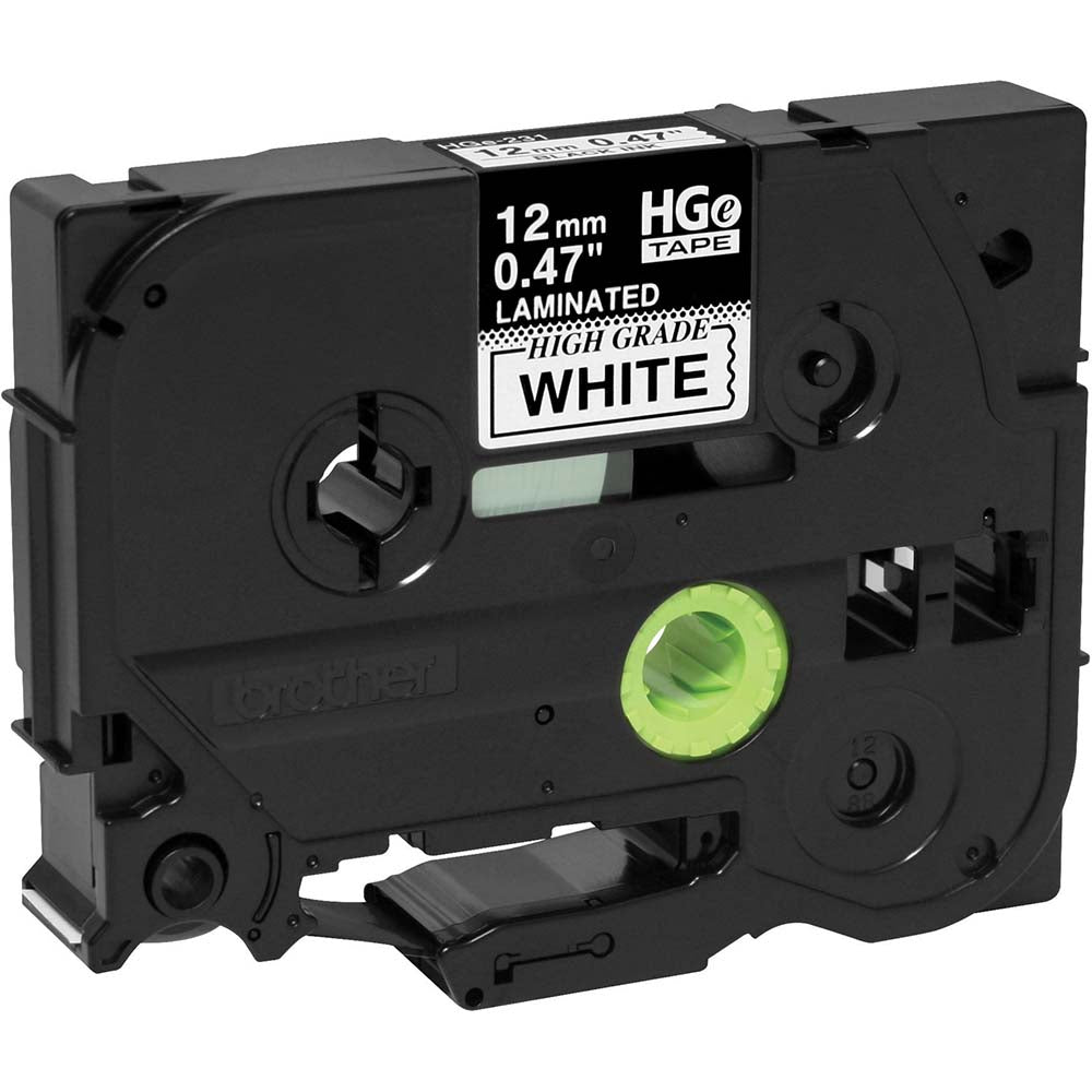 Brother HGE2315PK Label Tape Ribbon: 26.2' Long, Black & White, Polyester