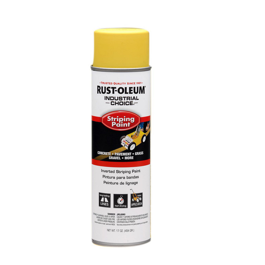 Rust-Oleum 1648838V Industrial Choice S1600 Inverted Striping Spray Paint, Yellow, Gloss, 12 oz