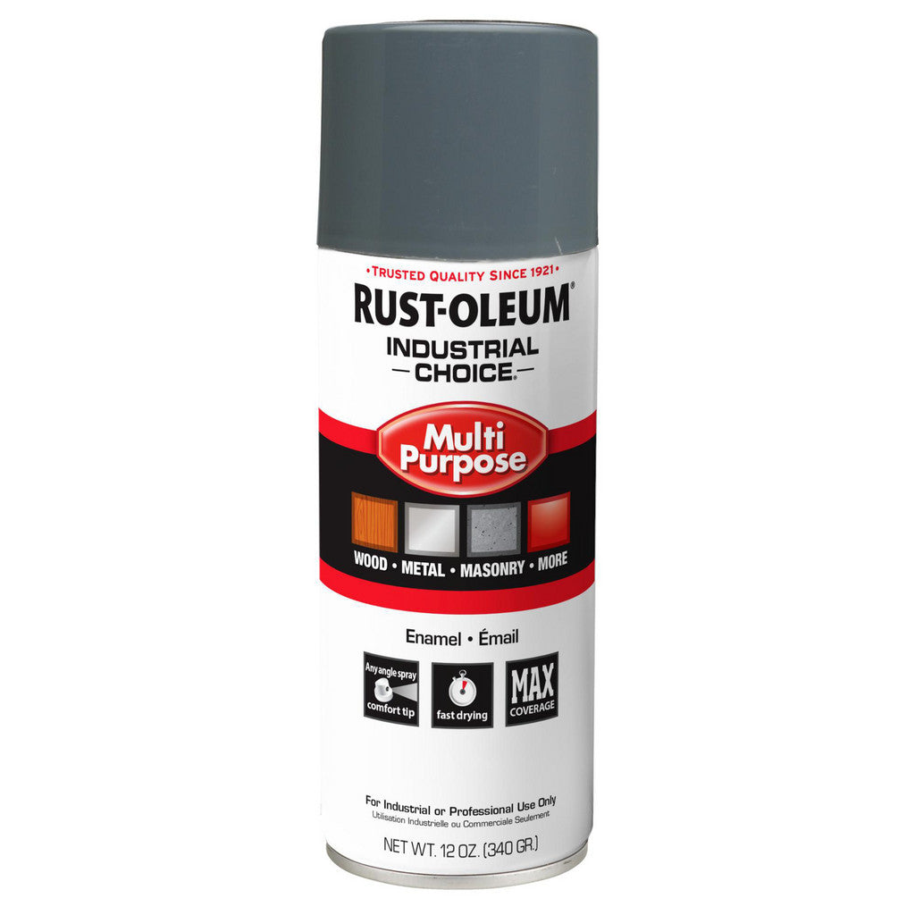 Rust-Oleum 1686830V Industrial Choice 1600 Multi-Purpose Enamel Spray Paint, Universal Gray, Gloss, 12 oz (Pack of 6)