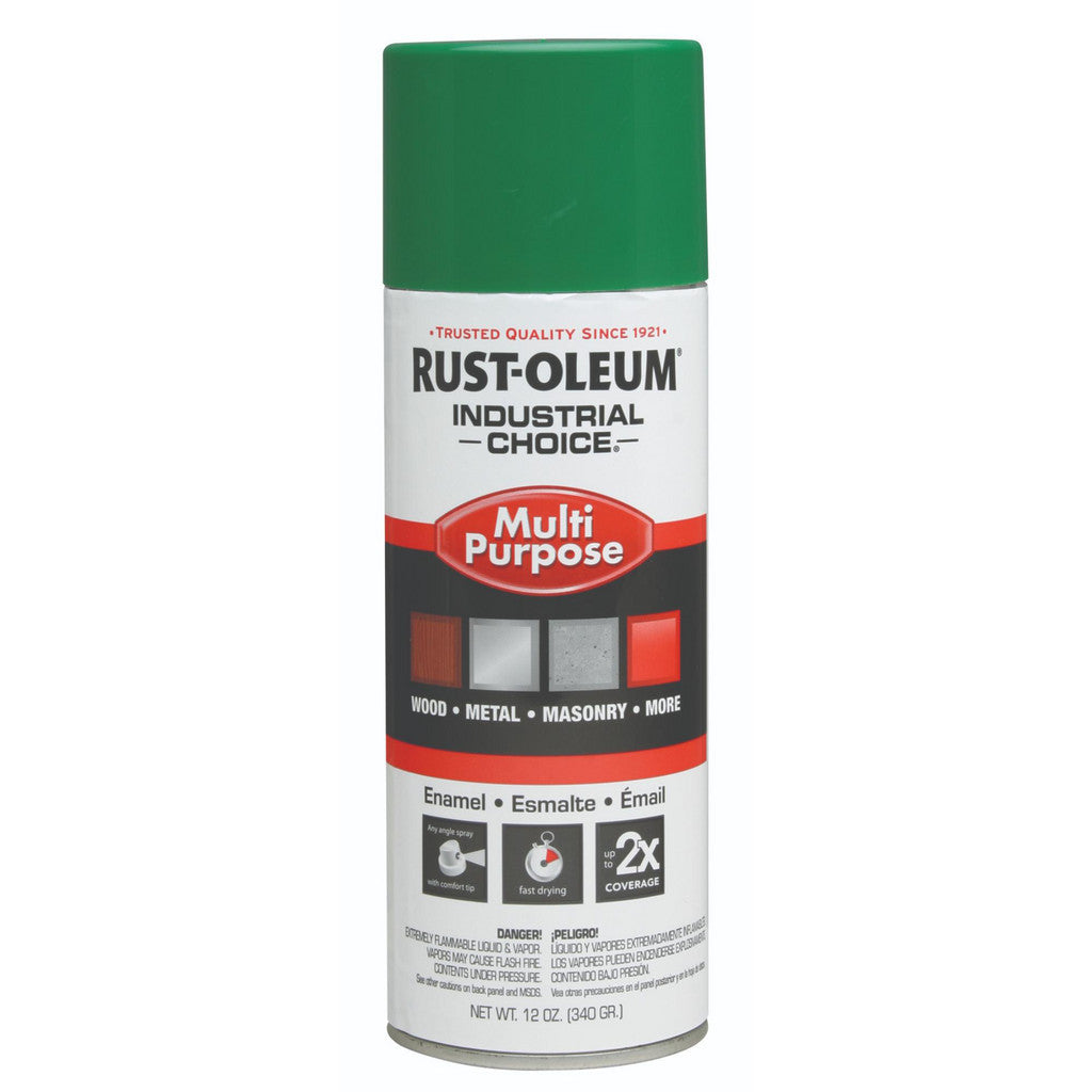 Rust-Oleum 257401V Industrial Choice 1600 Multi-Purpose Enamel Spray Paint, Emerald Green, Gloss, 12 oz (Pack of 6)