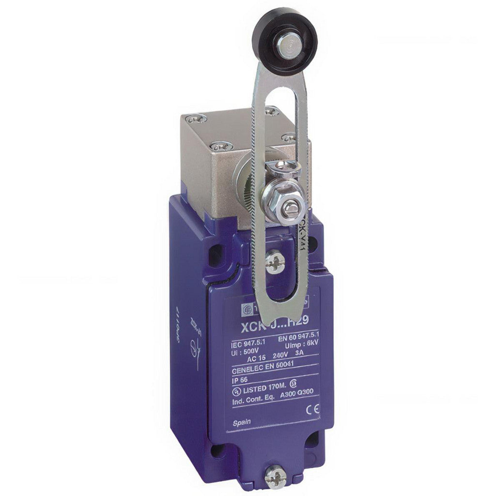 Telemecanique Sensors XCKJ10541H7 General Purpose Limit Switch: SPDT, NC, Roller Lever, Top