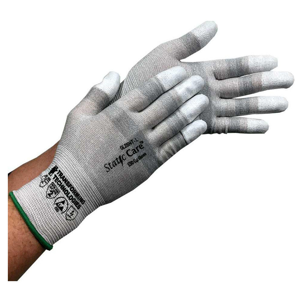 Transforming Technologies GL2502T Electrical Protection Gloves & Leather Protectors; Size: Small; Medium; Primary Material: Nylon Blend; Coating Material: Polyurethane; Coating Coverage: Fingertips; Material: Nylon Blend; Lining Material: Unlined