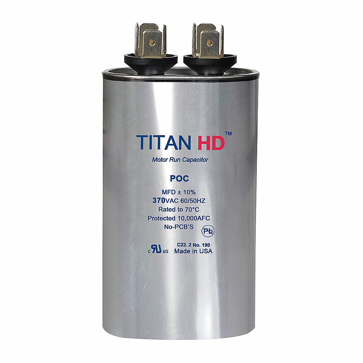 Titan Hd Motor Run Capacitor, 10  Mfd, 2 11/16"  H, 16" (POC10A)