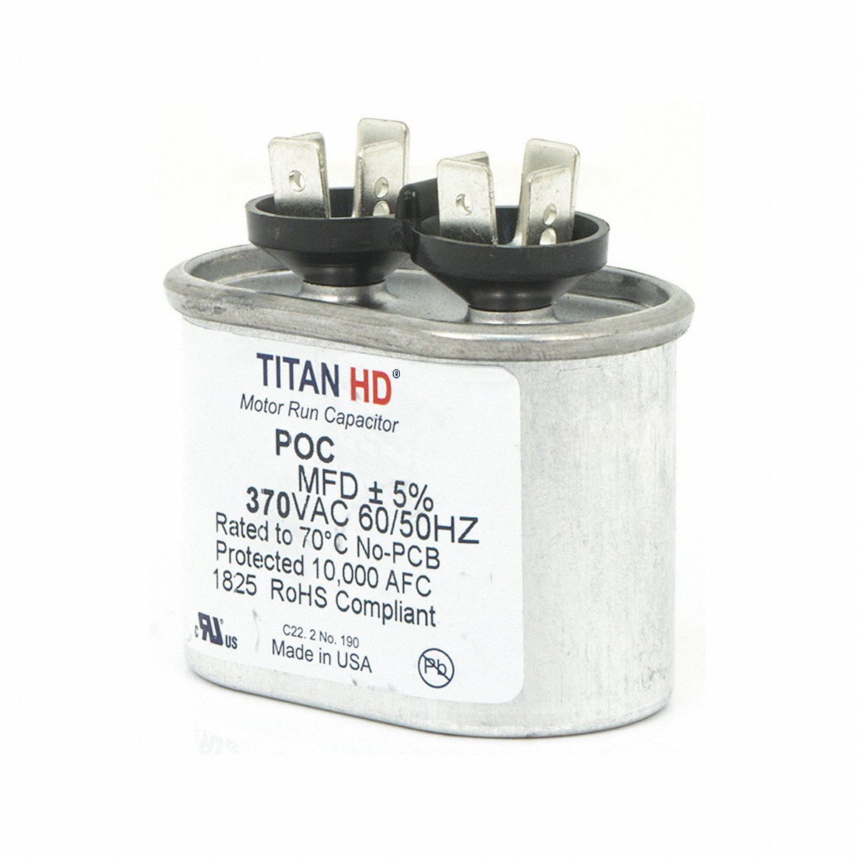 Titan Hd Motor Run Capacitor, 5  Mfd, 2 1/16"  H, 16" (POC5A)